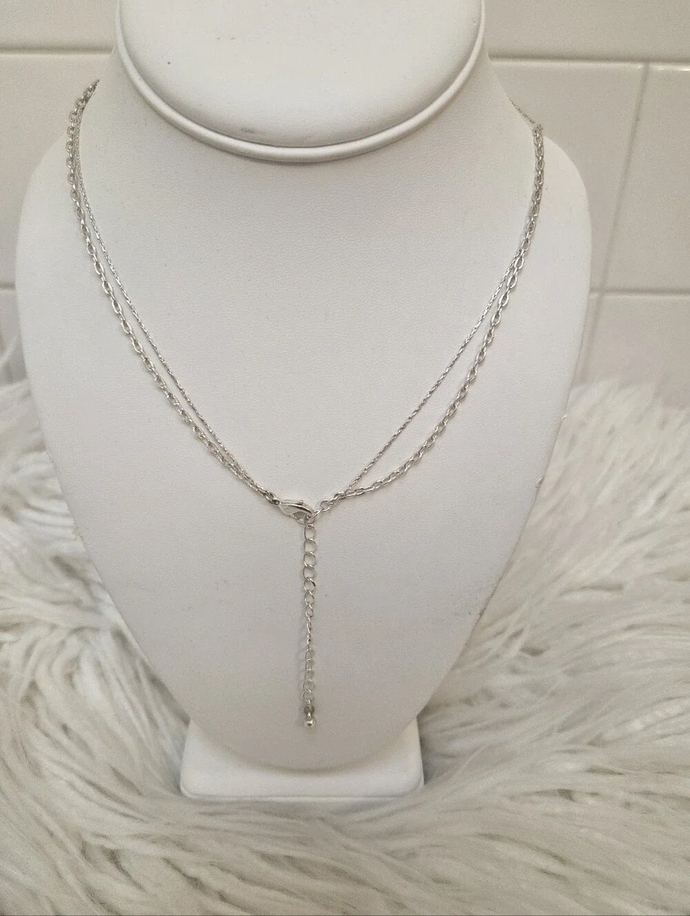 Silver Double-Layer Box Chain Necklace - Elegant Women's Jewelry